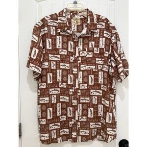 Red Head Brand Co Shirt Men Sz XL Fishing Trout Short Sleeve Button Down a